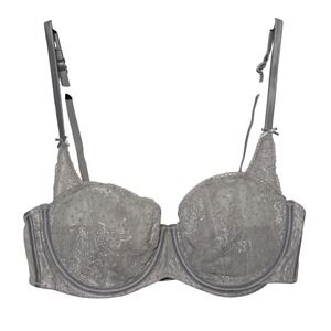 Victoria's Secret Gray Lace‎ Balconet Bra 38C C85